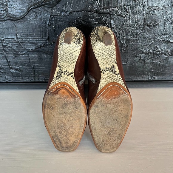 Dries Van Noten FW09 Red Leather and Python Heel Ankle Boots - Picture 7 of 11